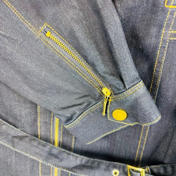 INC International Concepts Womans Sz 24W Dress Zip Denim Blue Stretch Belted NWT - Picture 5 of 9